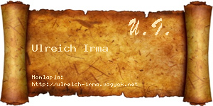 Ulreich Irma névjegykártya